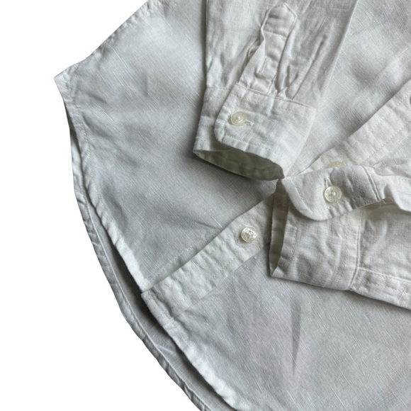 Janie and Jack Boy’s White Linen Button Up Shirt Sz 5 Lightweight Casual Beach - Picture 6 of 9